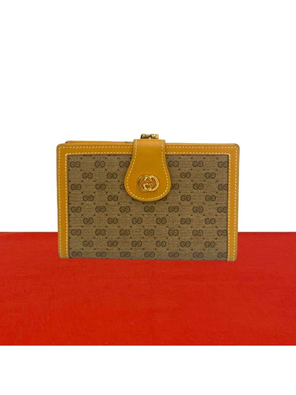 Gucci Vintage Micro GG Logo Leather Bifold Wallet Mini Coin Purse Brown